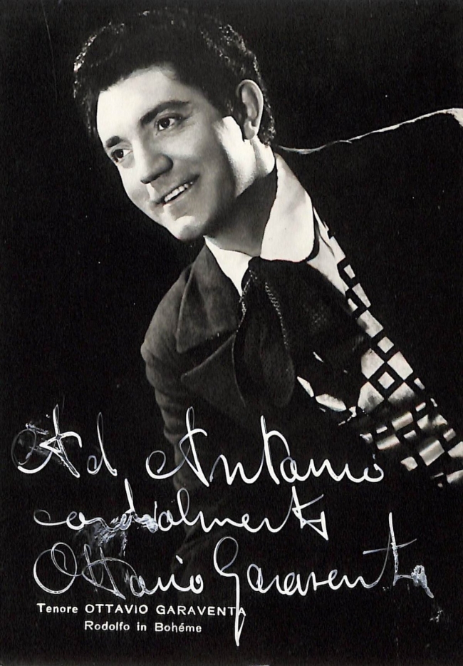 Cartolina fotografica autografa con ritratto di Ottavio Garaventa
