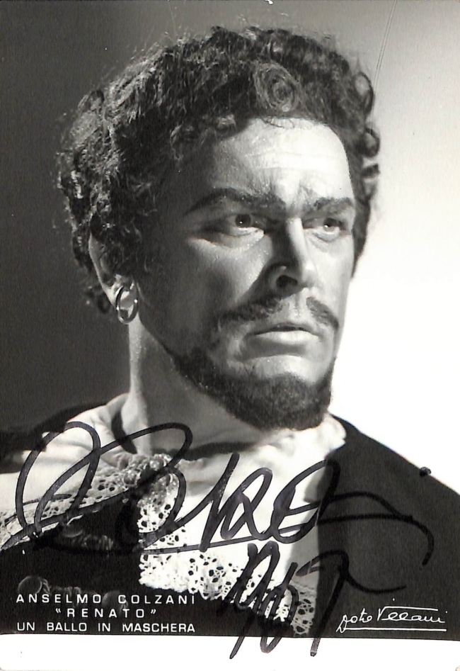 Cartolina fotografica autografa con ritratto di Anselmo Colzani