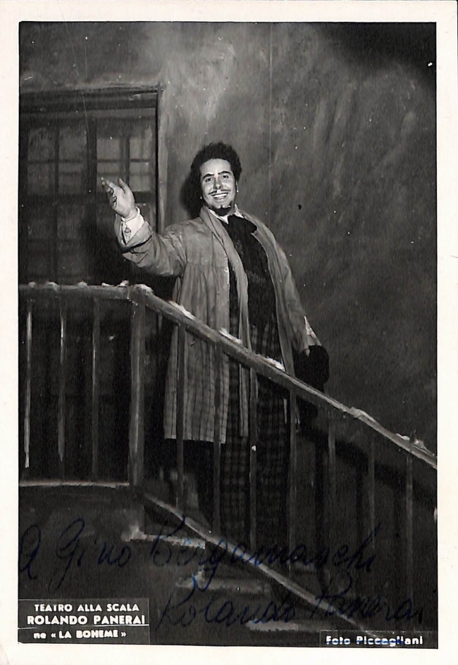 Cartolina fotografica di Rolando Panerai con dedica autografa firmata