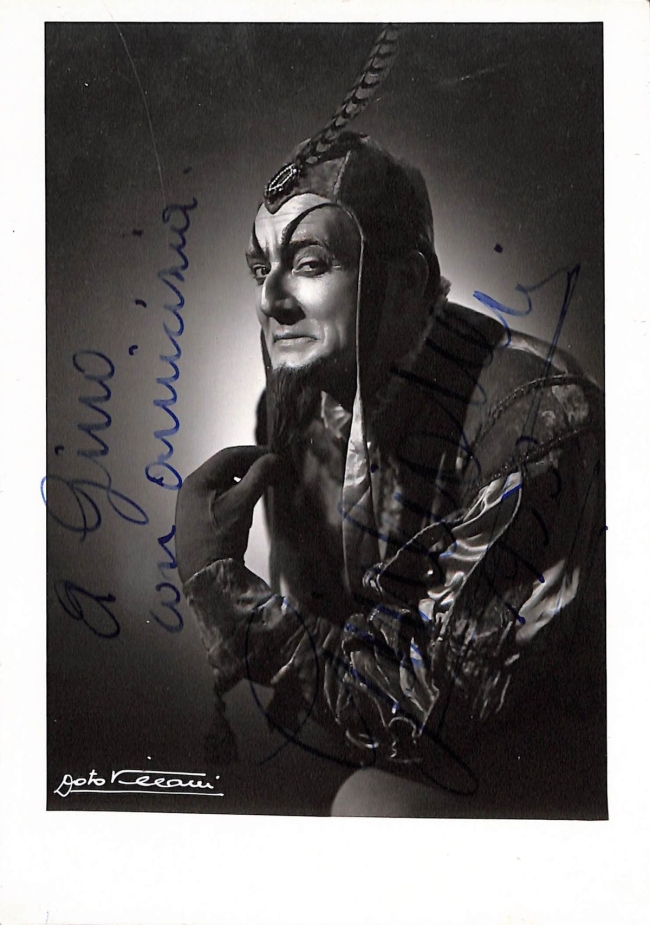 Fotografia di Giulio Neri con dedica autografa firmata